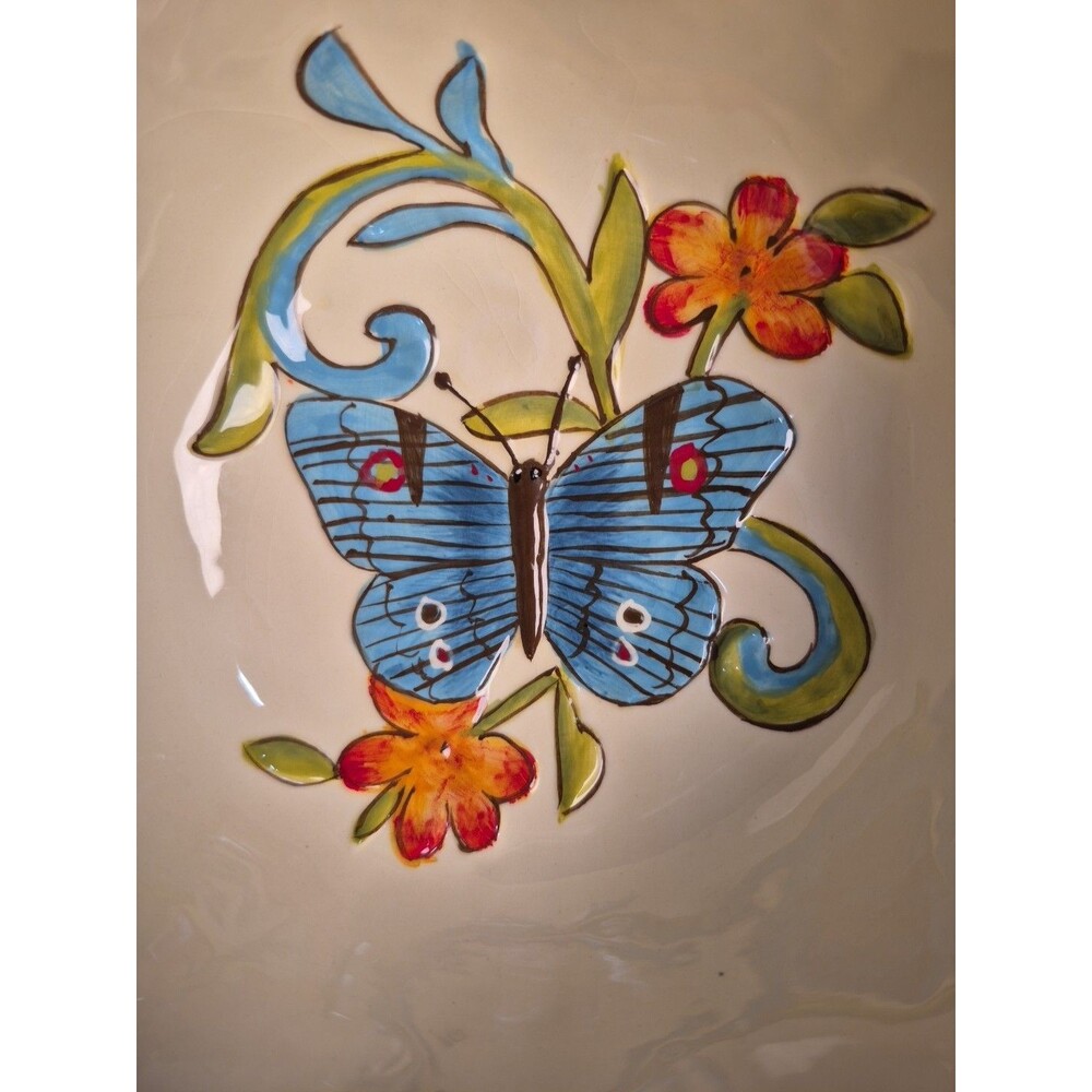 Hand Painted Butterfly Bowl Cypress Madison's Garden  By Kate McRostie Decrotive